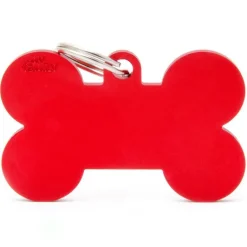 MYFAMILY Médaille basic os XL pour chien en aluminium rouge