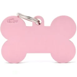 MYFAMILY Médaille basic os XL pour chien en aluminium rose