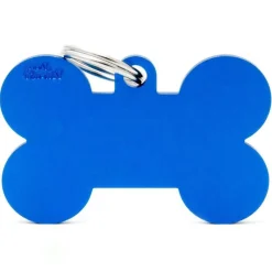 MYFAMILY Médaille basic os XL pour chien en aluminium bleu