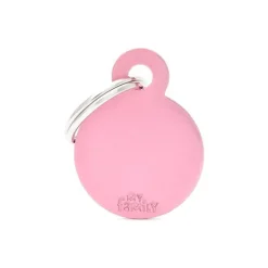 MYFAMILY Médaille basic petit cercle pour chien en aluminium rose
