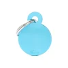 MYFAMILY Médaille basic petit cercle pour chien en aluminium bleu azur