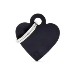 MYFAMILY Médaille basic petit cœur pour chien en aluminium noir