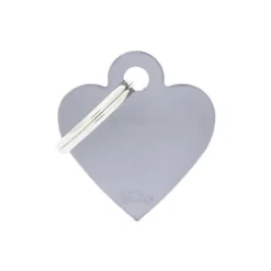 MYFAMILY Médaille basic petit cœur pour chien en aluminium gris