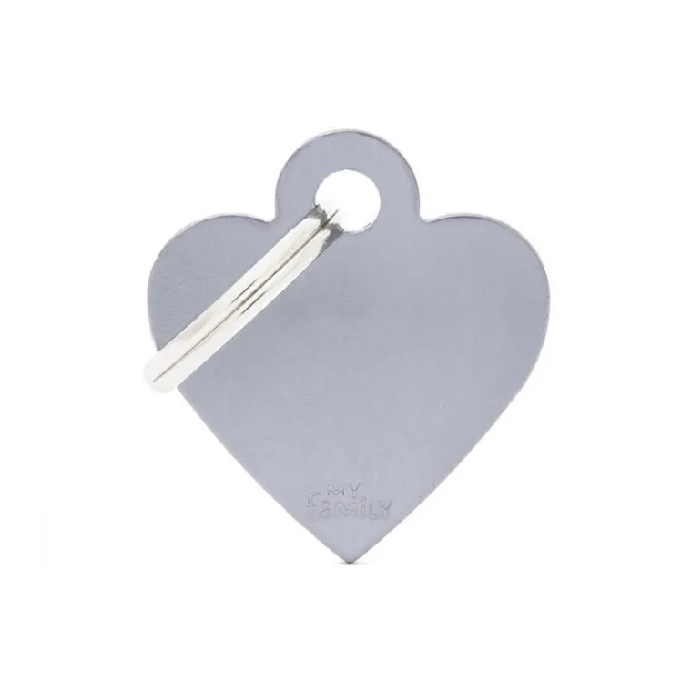 MYFAMILY Médaille basic petit cœur pour chien en aluminium gris