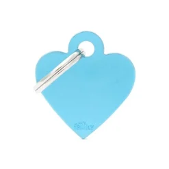 MYFAMILY Médaille basic petit cœur pour chien en aluminium bleu azur