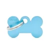 MYFAMILY Médaille basic petit os pour chien en aluminium bleu azur