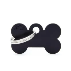 MYFAMILY Médaille basic petit os pour chien en aluminium noir