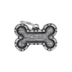 MYFAMILY Médaille bronx grand os pour chien décoration rivets en métal
