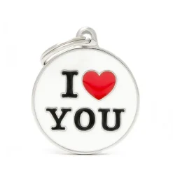 MYFAMILY Médaille charms I love you pour chien en métal