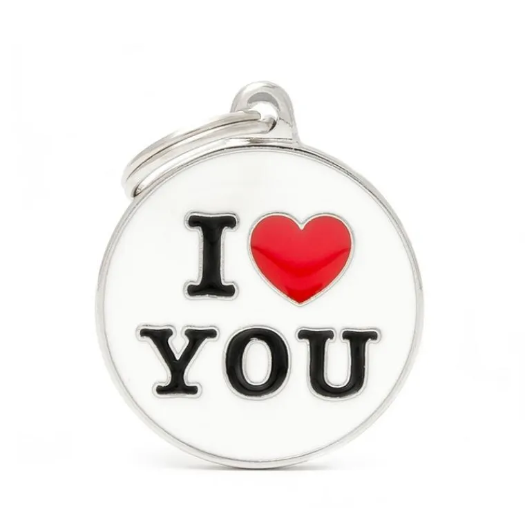 MYFAMILY Médaille charms I love you pour chien en métal