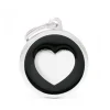 MYFAMILY Médaille classic grand cercle cœur noir pour chien en acier