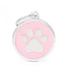 MYFAMILY Médaille classic grand cercle patte rose pour chien en acier