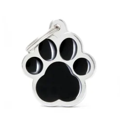 MYFAMILY Médaille classic grande patte noire pour chien en acier