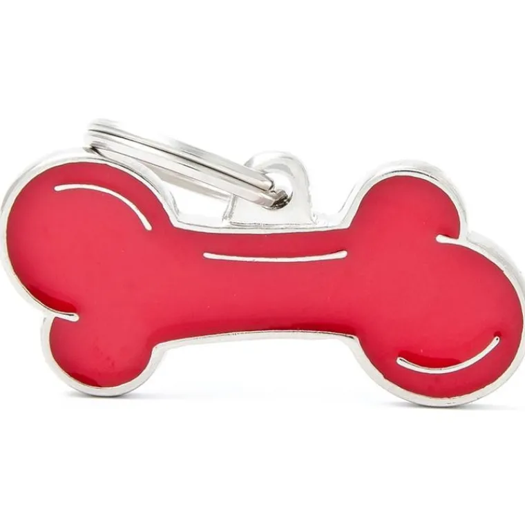 MYFAMILY Médaille classic os XL rouge pour chien en acier