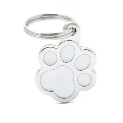 MYFAMILY Médaille classic patte blanche pour chien en acier