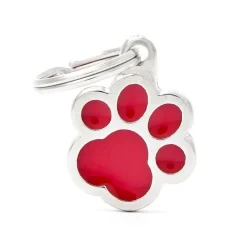 MYFAMILY Médaille classic patte rouge pour chien en acier