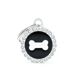 MYFAMILY Médaille glam petit cercle noir avec os