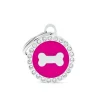 MYFAMILY Médaille glam petit cercle rose avec os