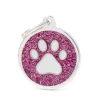 MYFAMILY Médaille shine grand cercle noir patte rose