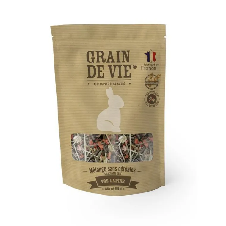 GRAIN DE VIE Mélange sans céréales pour lapins – 460 g