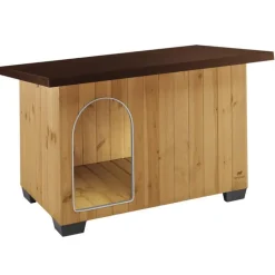 FERPLAST Niche en bois pin nordique coloris marron Baita 120 - 140 x 85,5 x 87 cm