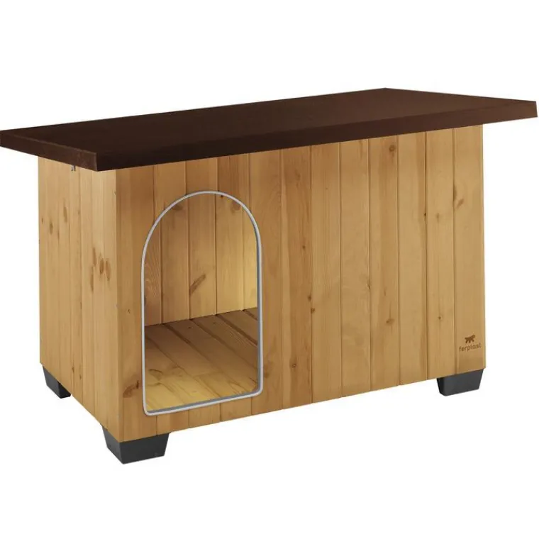 FERPLAST Niche en bois pin nordique coloris marron Baita 120 - 140 x 85,5 x 87 cm