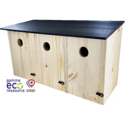 NATURES MARKET Nichoir communautaire pour mésanges et moineaux coloris beige en bois fabrication française - Ø 28 mm