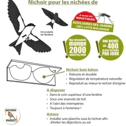 NATURES MARKET Nichoir pour hirondelles de fenêtre en béton de bois coloris marron Santa Cruz – 38 x 16 x 11 cm
