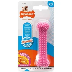 NYLABONE Os de dentition pour chiot saveur poulet taille XS rose