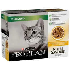PRO PLAN Pack de sachets au poulet pour chat stérilisé Purina – 10 x 85 gr