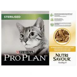 PRO PLAN Pack de sachets au poulet pour chat stérilisé Purina – 10 x 85 gr