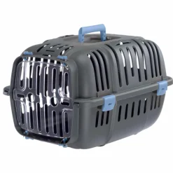 FERPLAST Panier de transport pour chat ou petit chien en plastique coloris gris Jet 10 - 47 x 32 x 29 cm