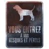D&D HOME Panneau d'avertissement beagle coloris noir en métal galvanisé - 25 x 20 x 0,3 m