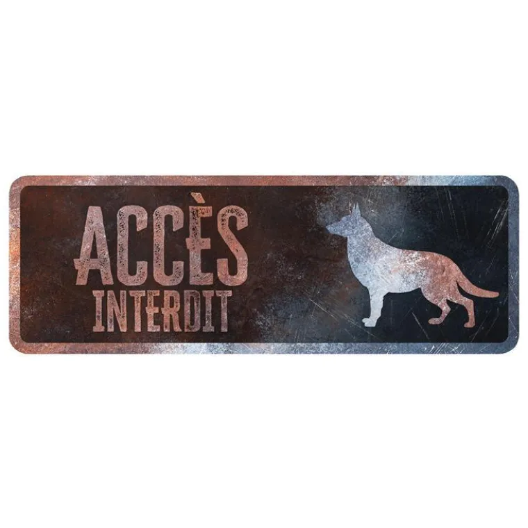 D&D HOME Panneau d'avertissement berger allemand coloris noir en métal galvanisé - 40 x 13 X 0,3 cm