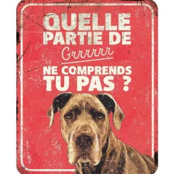 D&D HOME Panneau d'avertissement danois coloris rouge en métal galvanisé - 25 x 20 x 0,3 cm