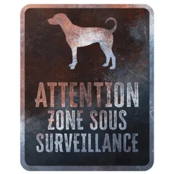 D&D HOME Panneau d'avertissement dobermann coloris noir en métal galvanisé - 25 x 20 x 0,3 m