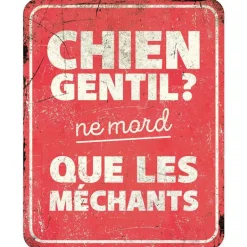 D&D HOME Panneau d'avertissement général coloris rouge en métal galvanisé - 25 x 20 x 0,3 cm