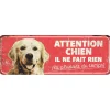 D&D HOME Panneau d'avertissement golden retriever coloris rouge en métal galvanisé - 40 x 13 x 0,3 cm