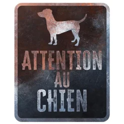 D&D HOME Panneau d'avertissement jack russel coloris noir en métal galvanisé - 25 x 20 x 0,3 m