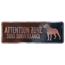D&D HOME Panneau d'avertissement rottweiler coloris noir en métal galvanisé - 40 x 13 X 0,3 cm