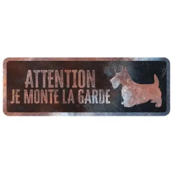 D&D HOME Panneau d'avertissement terrier coloris noir en métal galvanisé - 40 x 13 X 0,3 cm