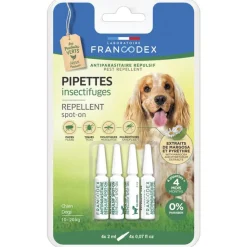 FRANCODEX Pipettes antiparasitaires répulsives pour chien x4