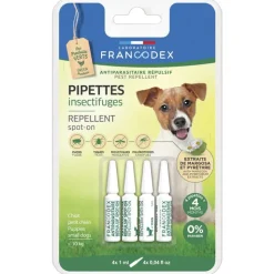 FRANCODEX Pipettes antiparasitaires répulsives pour petit chien x4