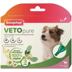 BEAPHAR Pipettes antiparasitaires pour le petit chien coloris blanc VETOpure – 3 x 1 ml