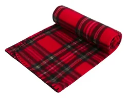 WOUAPY Plaid de Noël pour chien et chat en polaire coloris rouge motifs à carreaux - 100 x 70 cm
