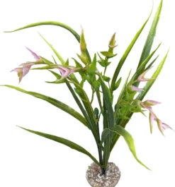 LABEO Plante artificielle pour aquarium coloris vert et rose Tillandsia PM