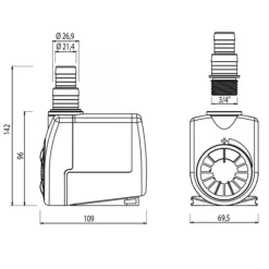 AQUARIUM SYSTEM Pompe submersible, débit élevé, NEWA - modèle New Jet NJ2300 - 2300L/h