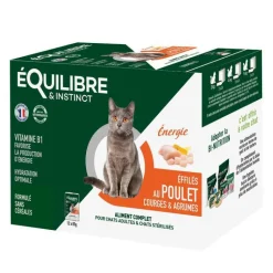 EQUILIBRE&INSTINCT Pâtée "Énergie effilés" pour chat adulte ou stérilisé au poulet et à la courge Équilibre & Instinct - 12 x 85 g