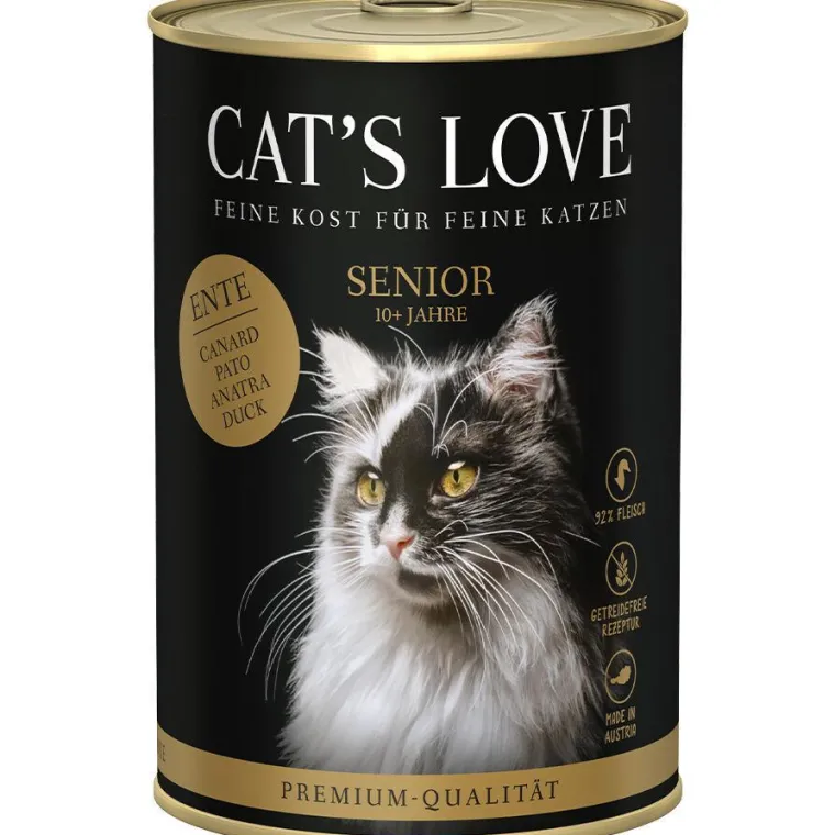 CAT'S LOVE Pâtée pour chat au canard Senior – en boîte de 400 g