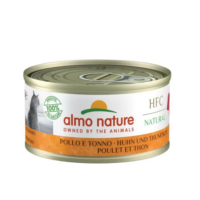 ALMO NATURE Pâtée pour chat en boite HFC Natural Poulet et Thon -70 g